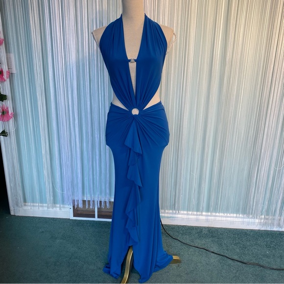 Rare Blue Cut Out Open Back Maxi Dress - Picture 3 of 16